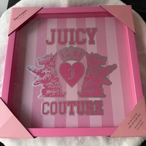 Juicy Couture pink Scottie dogs logo Decor Framed Wall A 14x14”